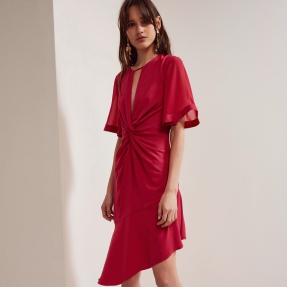 NWT Keepsake Knotted Midi Dress in Raspberry - Picture 2 of 9